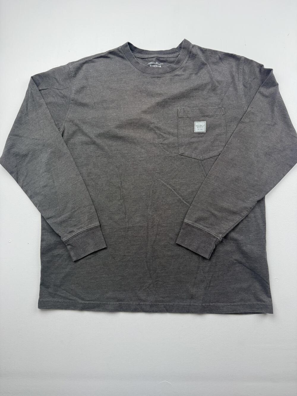 Eddie Bauer Shirt Mens XL Gray Long Sleeve Pocket Tee Tagless Workwear